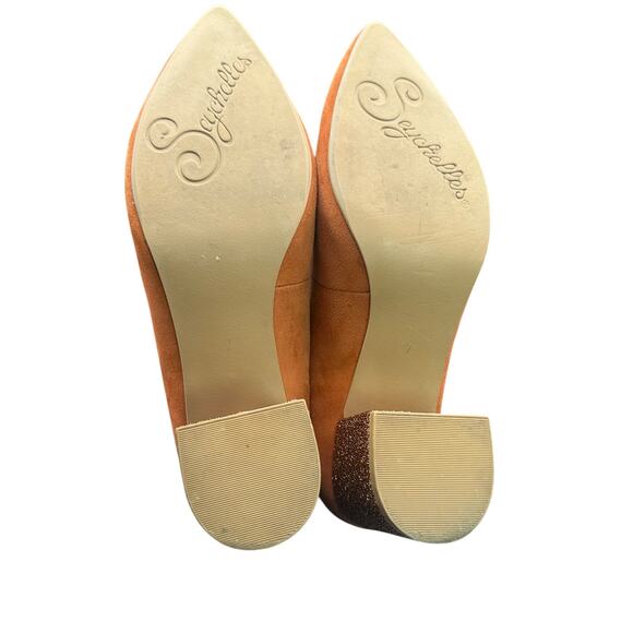 Seychelles Burnt Orange Suede Sparkle Block Heel Pumps Size 7 Leather Upper - Picture 11 of 14